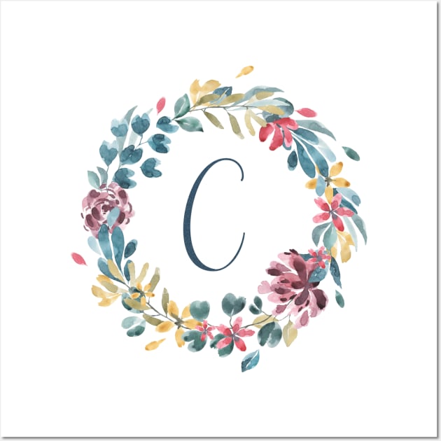 Floral Monogram C Colorful Full Blooms Wall Art by floralmonogram